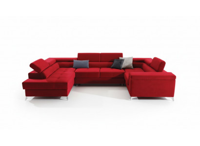 Ecksofa U-Form Sofa Canapé Design Polster Schloofsofa Bettfunktioun Wunnlandschaft