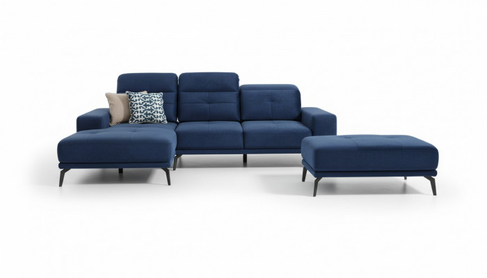 Designer Sofa Canapé Ecksofa Textilstoff Polster Garnitur Wohnlandschaft L-Form Blo.