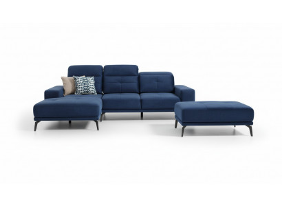Designer Sofa Canapé Ecksofa Textilstoff Polster Garnitur Wohnlandschaft L-Form Blo.