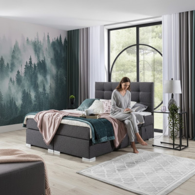 Komplett Set Matratz & Topper Boxspring Bett Polster Better Textil Stoff