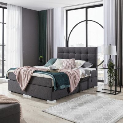 Komplett Set Matratz & Topper Boxspring Bett Polster Better Textil Stoff