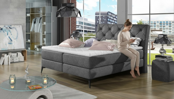 Chesterfield Sëlwer Gepolstert Bett Duebelbett Better Grouss XXL Designer Luxus