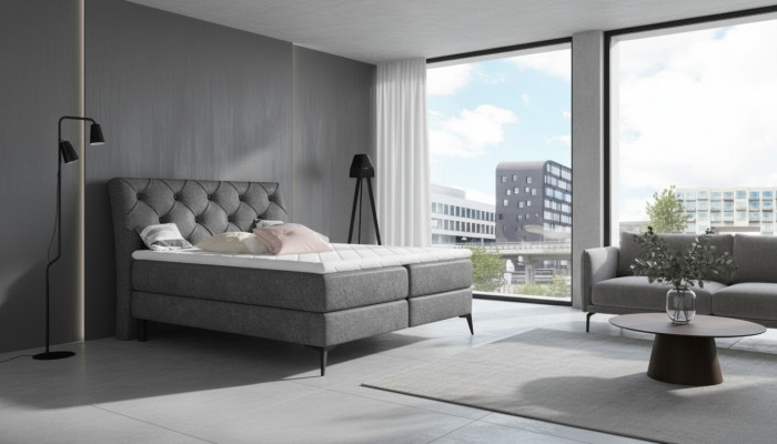 Chesterfield Sëlwer Gepolstert Bett Duebelbett Better Grouss XXL Designer Luxus