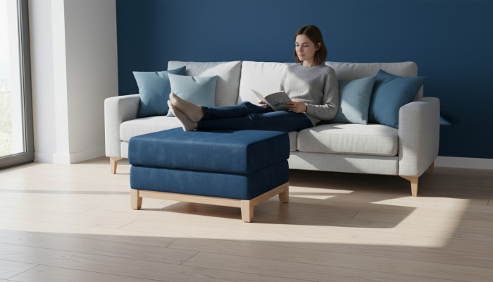 Design Pouf Hocker Fousshocker Ottoman Sëtz Chaise Gepolstert Pouf Blo