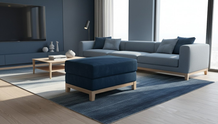 Design Pouf Hocker Fousshocker Ottoman Sëtz Chaise Gepolstert Pouf Blo