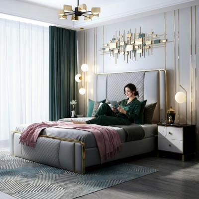 Designer-Doppelbett Bett Hotel Luxus-Schlofkummer 140/160x200cm Lieder