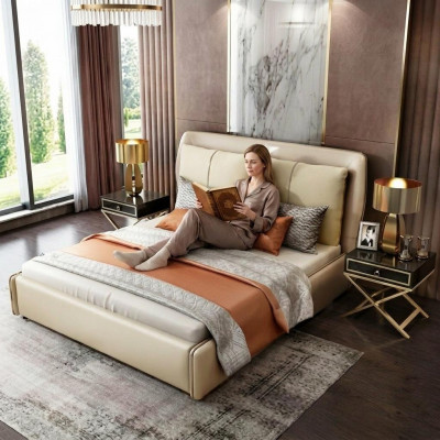 Luxus-Schlofzimmer-Designer-Doppelbett Bett 180/200x200cm Lieder Metall