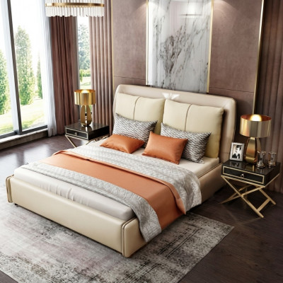 Luxus-Schlofzimmer-Designer-Doppelbett Bett 180/200x200cm Lieder Metall