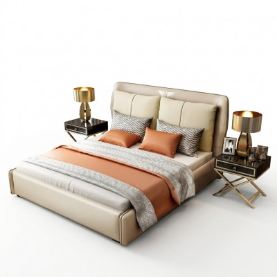 Luxus-Schlofzimmer-Designer-Doppelbett Bett 180/200x200cm Lieder Metall