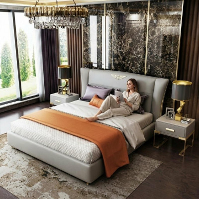 Luxury Schlofkummer Designer Duebelbett Bett Hotel 180/200x200cm Lieder
