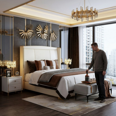 Luxus-Schlofkummer-Bett Polster-Design-Deko Luxus-Doppel-Hotel-Koppel-Biedem.