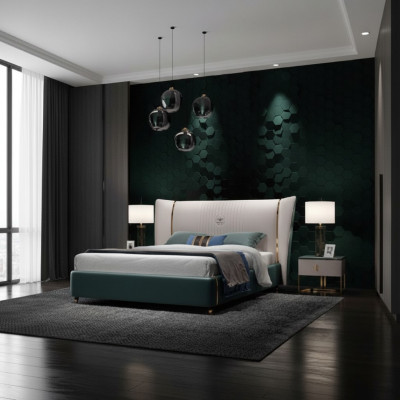 Luxus-Schlofzimmes Duebelbett Bett 180/200x200cm Lieder Metall Nei
