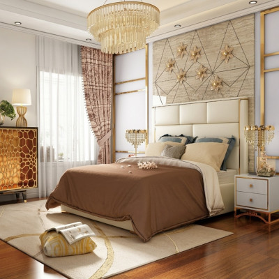 Designer Duebelbett Hotel Luxus Schlofzëmmer 180x200cm Lieder Metall