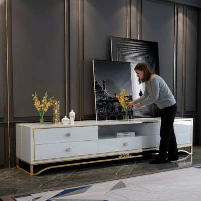 Säitendësch TV Schaf Lowboard Fernseherschaf TV Miwwelen Fernsehtisch