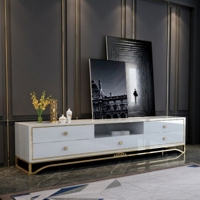 Säitendësch TV Schaf Lowboard Fernseherschaf TV Miwwelen Fernsehtisch