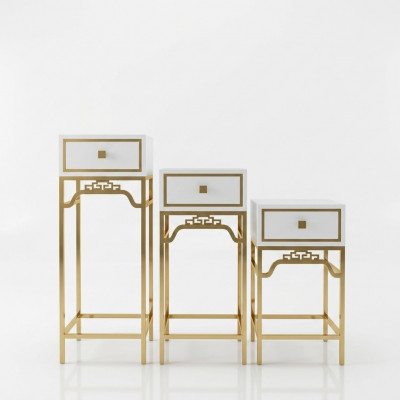 Steenhal Konsolendëscht Still Design Regal – Holz mat Edelstol Héichglanz