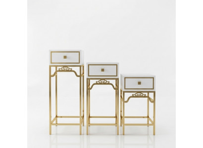 Steenhal Konsolendëscht Still Design Regal – Holz mat Edelstol Héichglanz