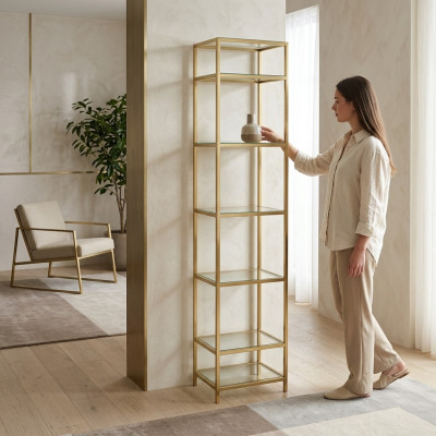 Regal Glas Metall Standregal modernen Design Trennwand Glasregaler.