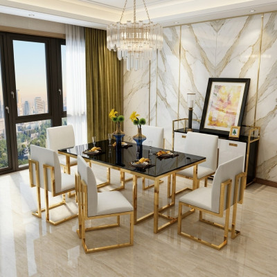 Design Iessdësch Holz mat Edelstolselementer Dëscher Dekor Iesszëmmer Miwwelen