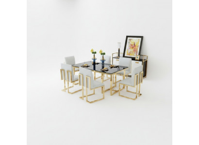 Design Iessdësch Holz mat Edelstolselementer Dëscher Dekor Iesszëmmer Miwwelen