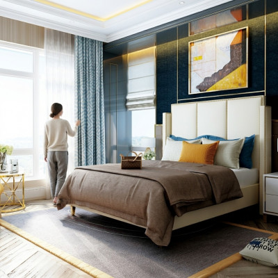 Doppelbett Betten Designer Bett Lieder Polster Schlofzëmmer Bestietnes Nei