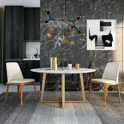 Design-Iessdësch Ronn Metall Rond Dëscher Wunn-Zëmmer Luxus Gold