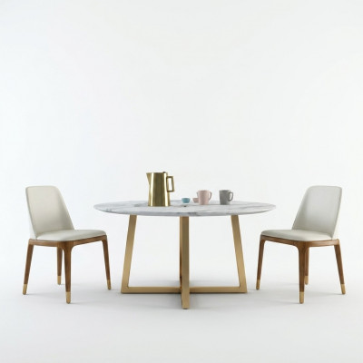 Design-Iessdësch Ronn Metall Rond Dëscher Wunn-Zëmmer Luxus Gold