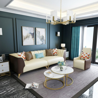 Designer Couch Dësch Rond Dëscher Ronnen Sofa Metall Glas Deko Bäistell Wunn