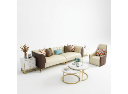 Designer Couch Dësch Rond Dëscher Ronnen Sofa Metall Glas Deko Bäistell Wunn