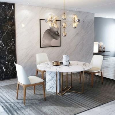 Design Iessdësch Holz mat Edelstahlelementer Deko Dëscher Iesszëmmer Miwwelen