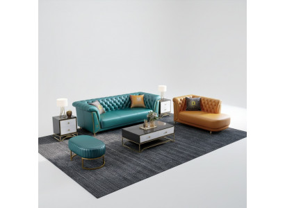 Modern Farweg Garnitur Sofa Lieder Couch 4 Sëtzer Chaiselongue Liegen