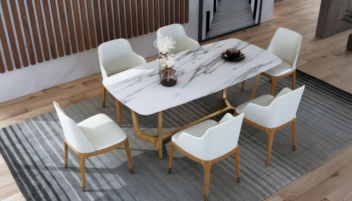 Luxus Designer Edelstol Metall Iess Dësch Dëscher Wunn Zëmmer 160x90cm