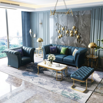 Designer Canapé Këssen Sëtz Garnitur Sofa Garnituren 3+1 Sëtz + Hocker