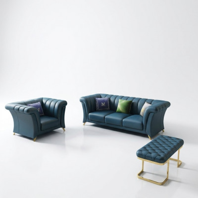 Designer Canapé Këssen Sëtz Garnitur Sofa Garnituren 3+1 Sëtz + Hocker