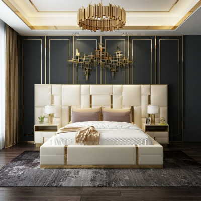 Hotelbett Luxus Design Better Polster Deko Metall Lieder Schlofzëmmer XXL