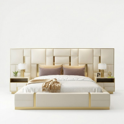 Hotelbett Luxus Design Better Polster Deko Metall Lieder Schlofzëmmer XXL