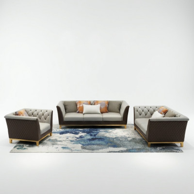 Sofa Couch Garnitur Sëtz Polster Komplett Set 3+2+1 Sofas Design Chesterfield