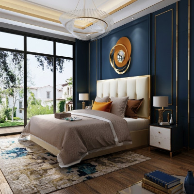 Luxus Design Liederbett Metall Gold Better Polster Hotel Schlofzëmmer