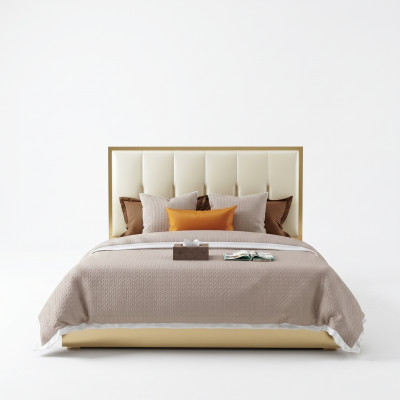 Luxus Design Liederbett Metall Gold Better Polster Hotel Schlofzëmmer