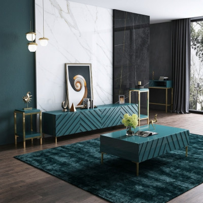 Sideboard 2x Säitestänner Couchdësch Designer Wunnzëmmer Metall