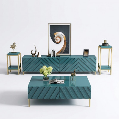 Sideboard 2x Säitestänner Couchdësch Designer Wunnzëmmer Metall