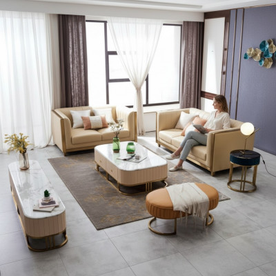 Edelstol Metall Miwwelen Design Wunnzëmmer Couch Sëtz Polster Garnitur 3+2+1