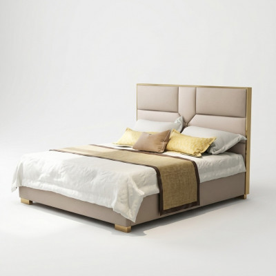 Luxus Design Liederbett Metall Gold Better Polster Hotel 180x200cm