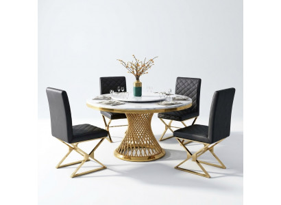 Design Holz Dësch Ronnen Iessdësch Ronn Dekoratioun Dëscher 130cm Luxus Klass