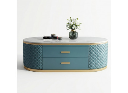 Héichwäerteg Wunnzëmmer Couchtischen - Oval Designer Edelstahl Dësch Luxus