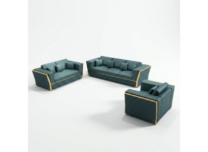Komplett Set Sofagarnitur 3+2+1 Sëtzer + Dësch Designer Wunnlandschaft