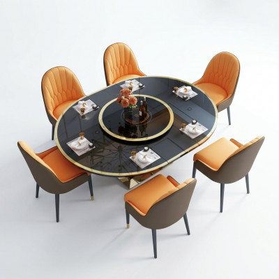 Designer Iesszëmmerdësch Oval Glas Ronnen Dëscher Moderner Auszéierbarer