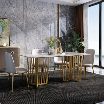 Komplett Set Iessdësch + 4 Stullen Iesszëmmer Set Iess Dekor Grupp Holz Dësch