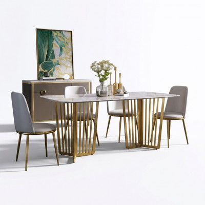 Komplett Set Iessdësch + 4 Stullen Iesszëmmer Set Iess Dekor Grupp Holz Dësch