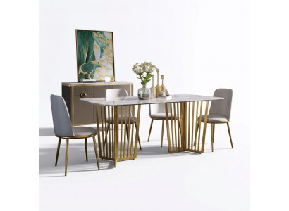Komplett Set Iessdësch + 4 Stullen Iesszëmmer Set Iess Dekor Grupp Holz Dësch